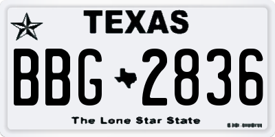 TX license plate BBG2836