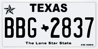 TX license plate BBG2837