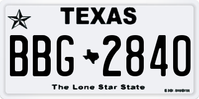 TX license plate BBG2840