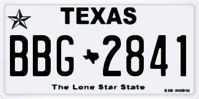 TX license plate BBG2841