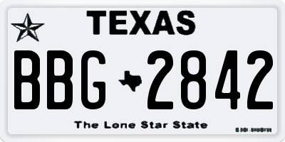 TX license plate BBG2842