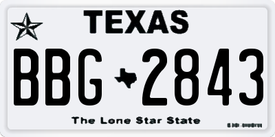 TX license plate BBG2843