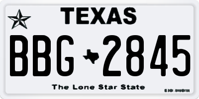 TX license plate BBG2845