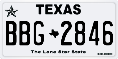 TX license plate BBG2846