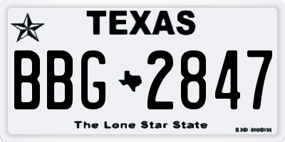 TX license plate BBG2847