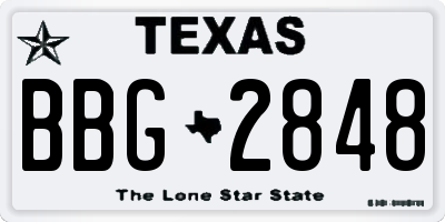 TX license plate BBG2848