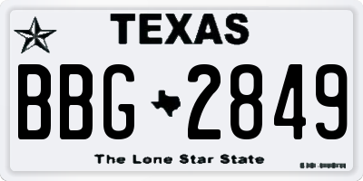 TX license plate BBG2849