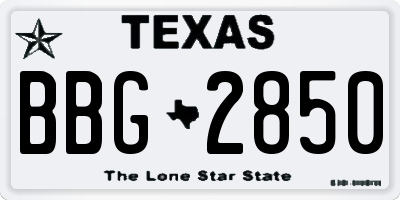 TX license plate BBG2850