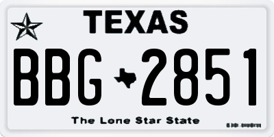 TX license plate BBG2851