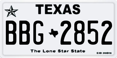 TX license plate BBG2852