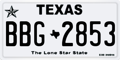 TX license plate BBG2853