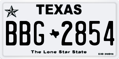 TX license plate BBG2854