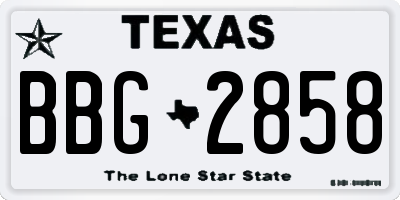 TX license plate BBG2858