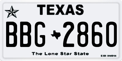 TX license plate BBG2860