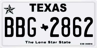 TX license plate BBG2862