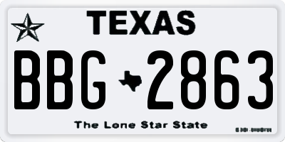 TX license plate BBG2863