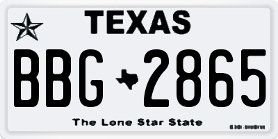 TX license plate BBG2865