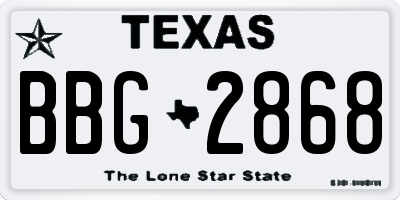 TX license plate BBG2868