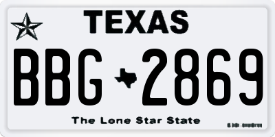 TX license plate BBG2869