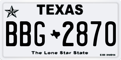 TX license plate BBG2870