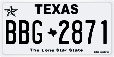 TX license plate BBG2871