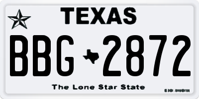 TX license plate BBG2872