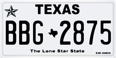 TX license plate BBG2875