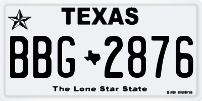 TX license plate BBG2876