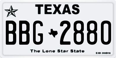 TX license plate BBG2880