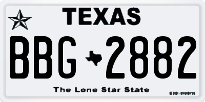 TX license plate BBG2882