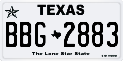 TX license plate BBG2883