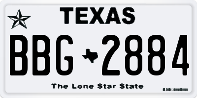 TX license plate BBG2884