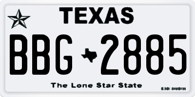 TX license plate BBG2885