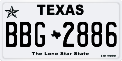 TX license plate BBG2886