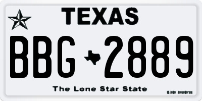 TX license plate BBG2889