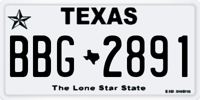 TX license plate BBG2891