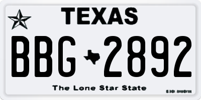 TX license plate BBG2892