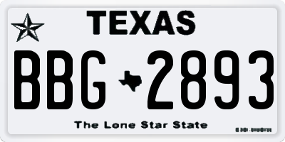 TX license plate BBG2893