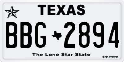 TX license plate BBG2894