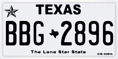 TX license plate BBG2896