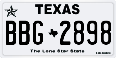 TX license plate BBG2898