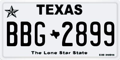 TX license plate BBG2899