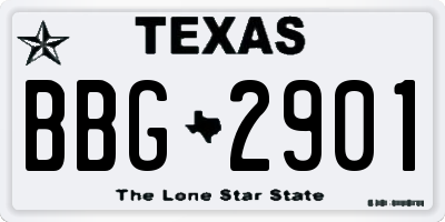 TX license plate BBG2901