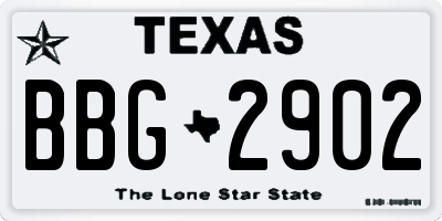 TX license plate BBG2902