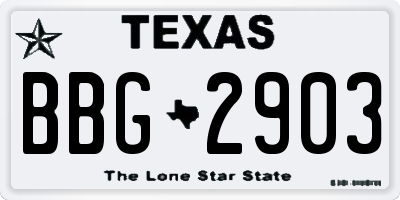 TX license plate BBG2903