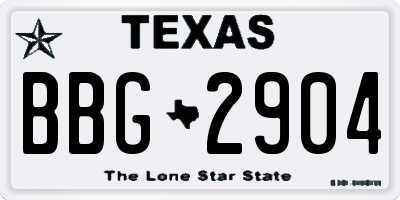 TX license plate BBG2904