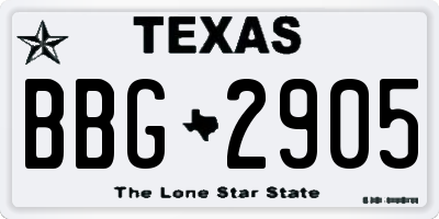 TX license plate BBG2905