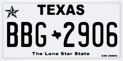 TX license plate BBG2906