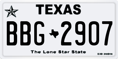 TX license plate BBG2907