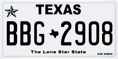 TX license plate BBG2908